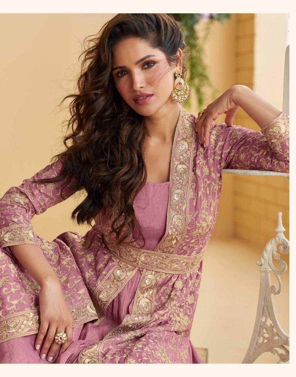 Chinon Silk Western Wears Embroidered Suits Gown Dresses - MYLUXURY LANE ENTERPRISE